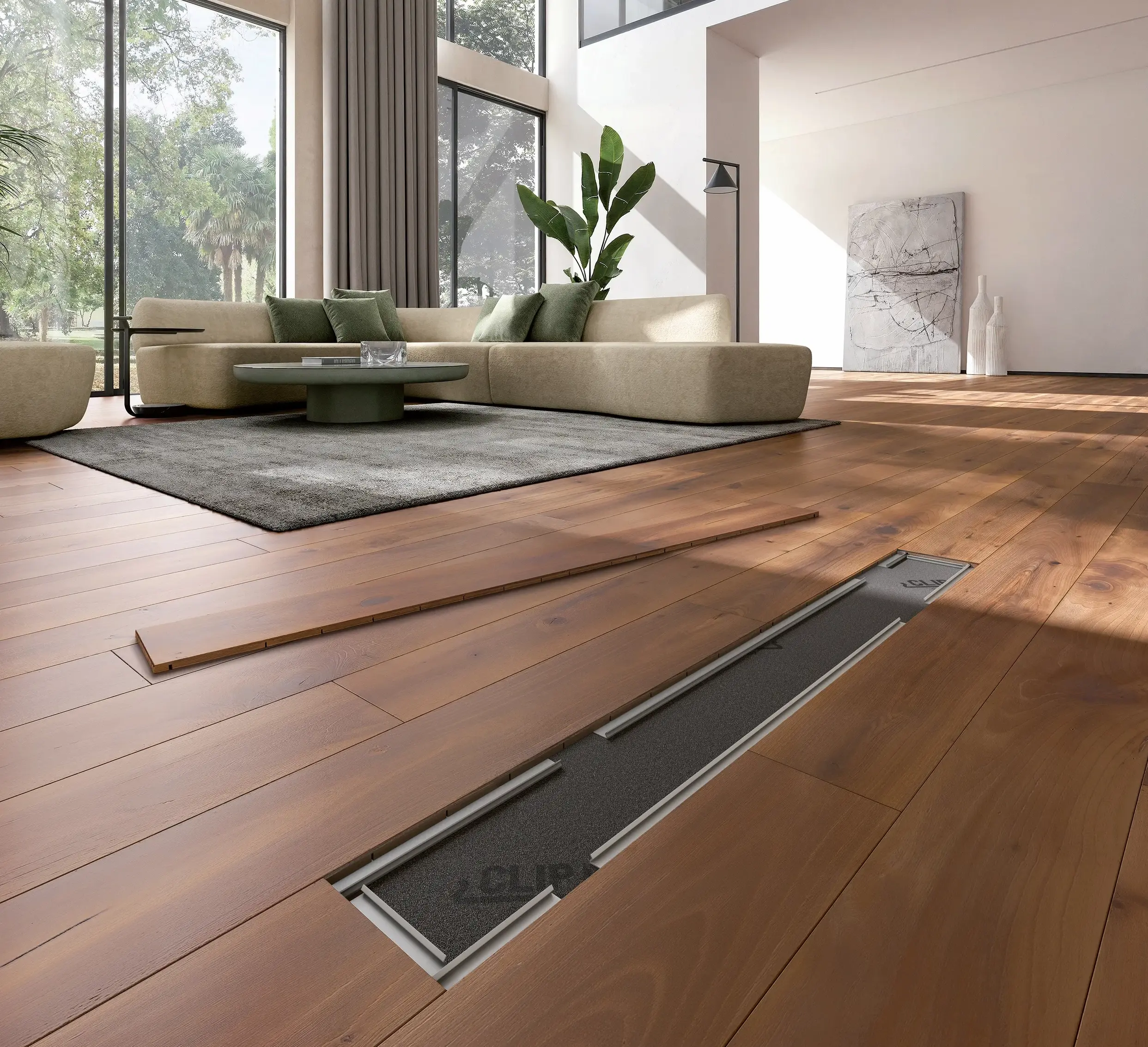 ClipUp Parket – detail van uitneembare plankverbinding