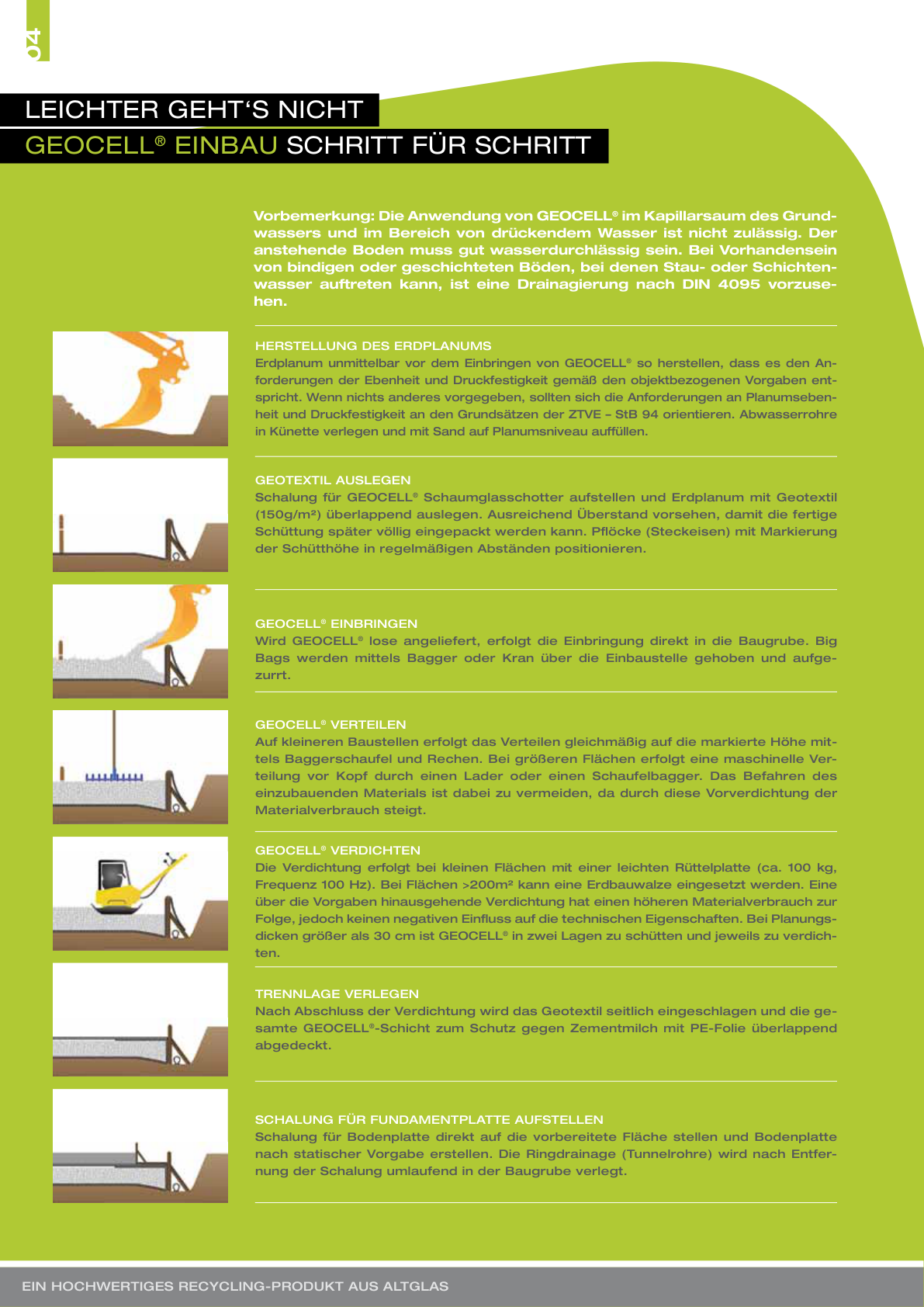 Stap-voor-stap plaatsingsschema voor GEOCELL